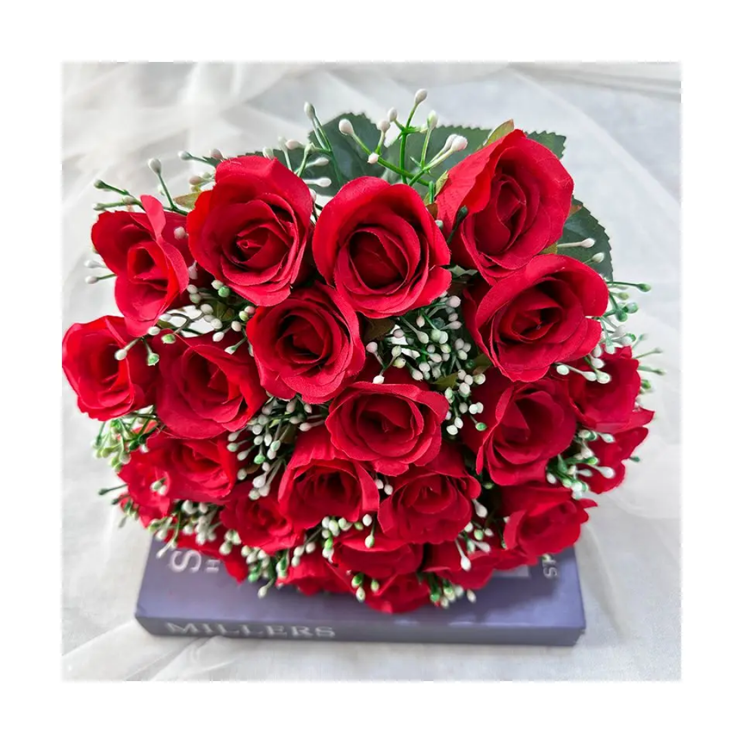 Lot de 50 bouquets de roses artificielles – 24 têtes – 40 cm – Plusieurs couleurs