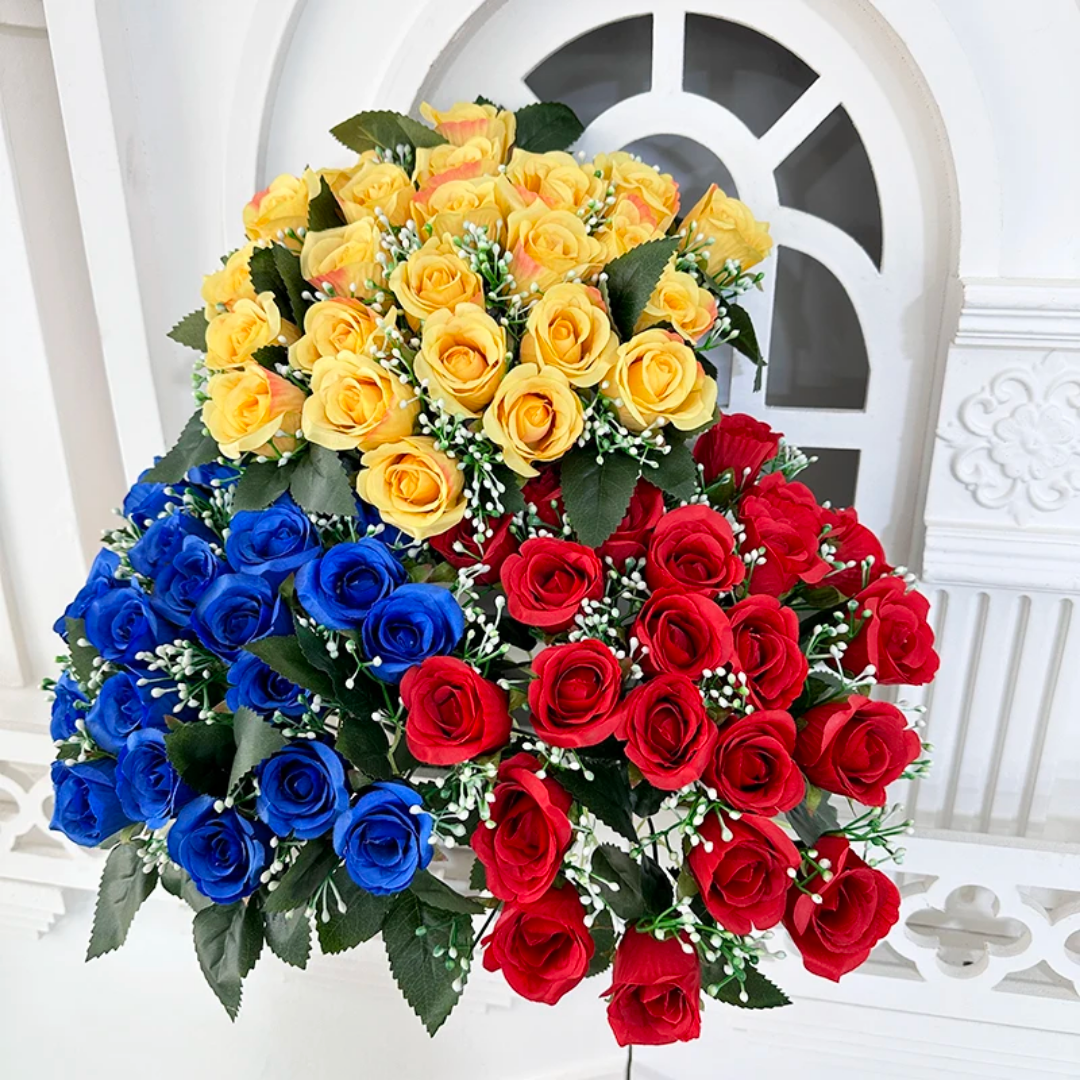 Lot de 50 bouquets de roses artificielles – 24 têtes – 40 cm – Plusieurs couleurs