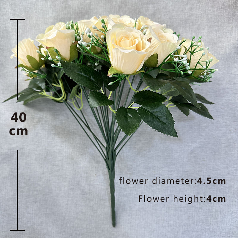 Lot de 50 bouquets de roses artificielles – 24 têtes – 40 cm – Plusieurs couleurs