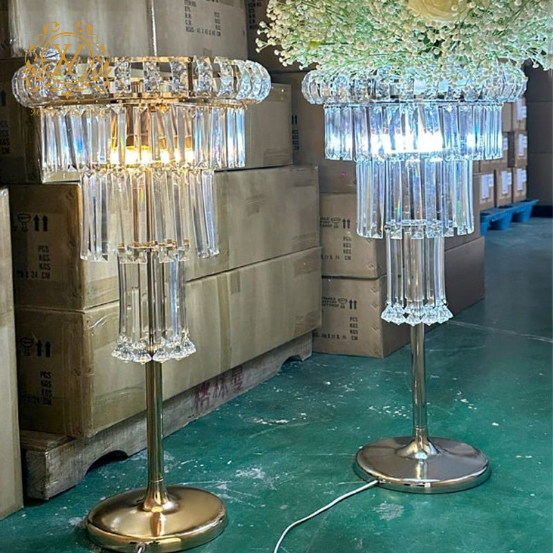 Lot de 4 centres de table cristal lumineux – Argent & Or (38x80 cm)