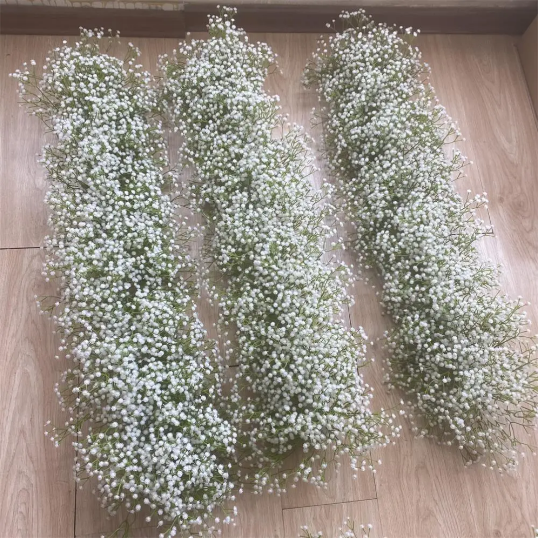 Lot de 2 Chemins de fleurs gypsophiles artificielles blanches – 2 m × 40cm