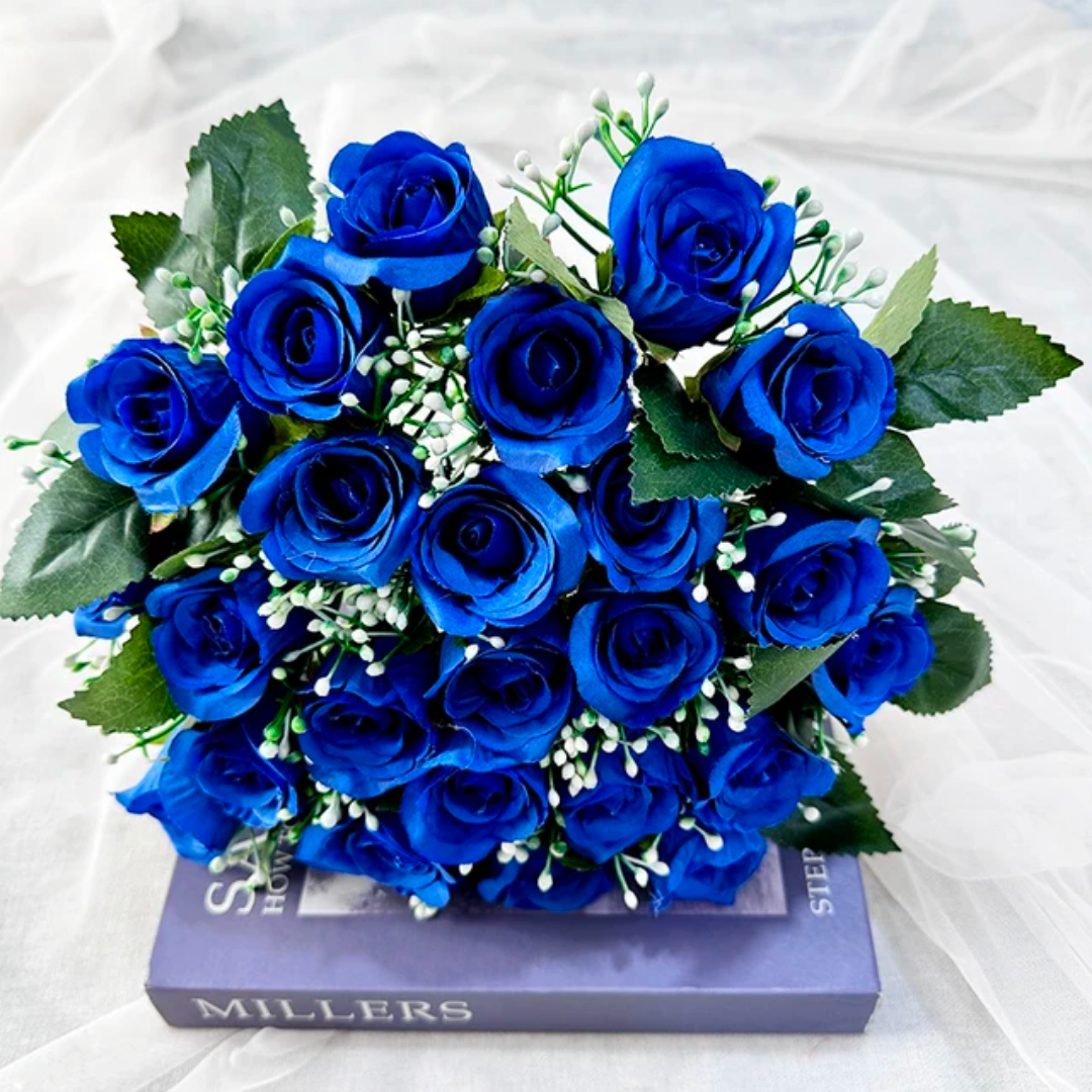 Lot de 50 bouquets de roses artificielles – 24 têtes – 40 cm – Plusieurs couleurs