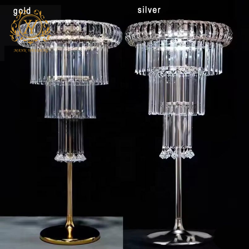 Lot de 4 centres de table cristal lumineux – Argent & Or (38x80 cm)