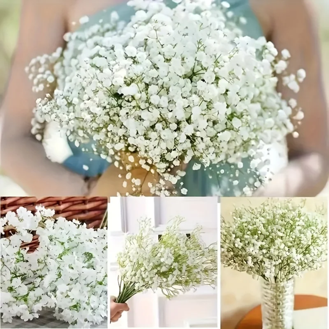 100 tiges de Gypsophile blanc artificiel