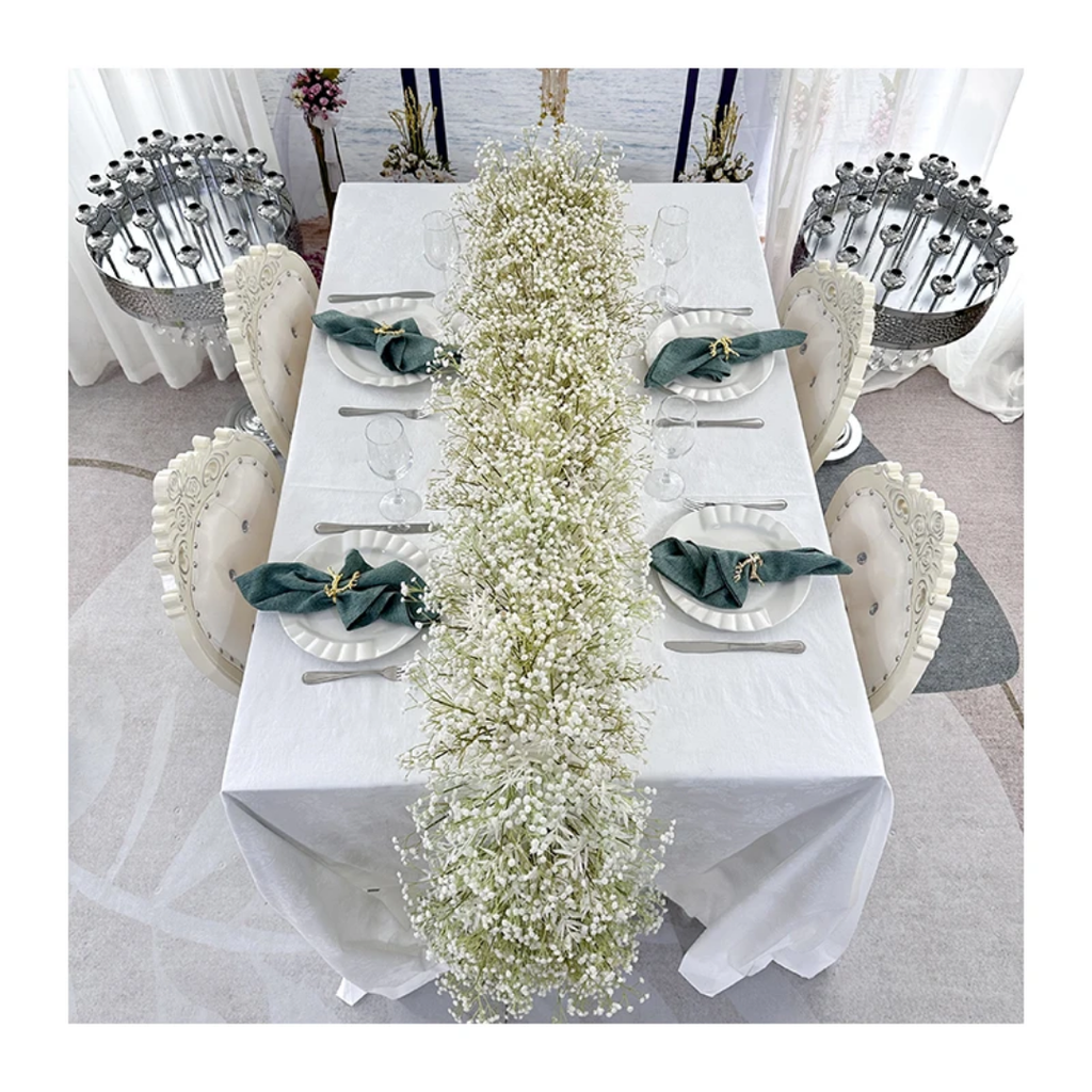 Lot de 2 Chemins de fleurs gypsophiles artificielles blanches – 2 m × 40cm